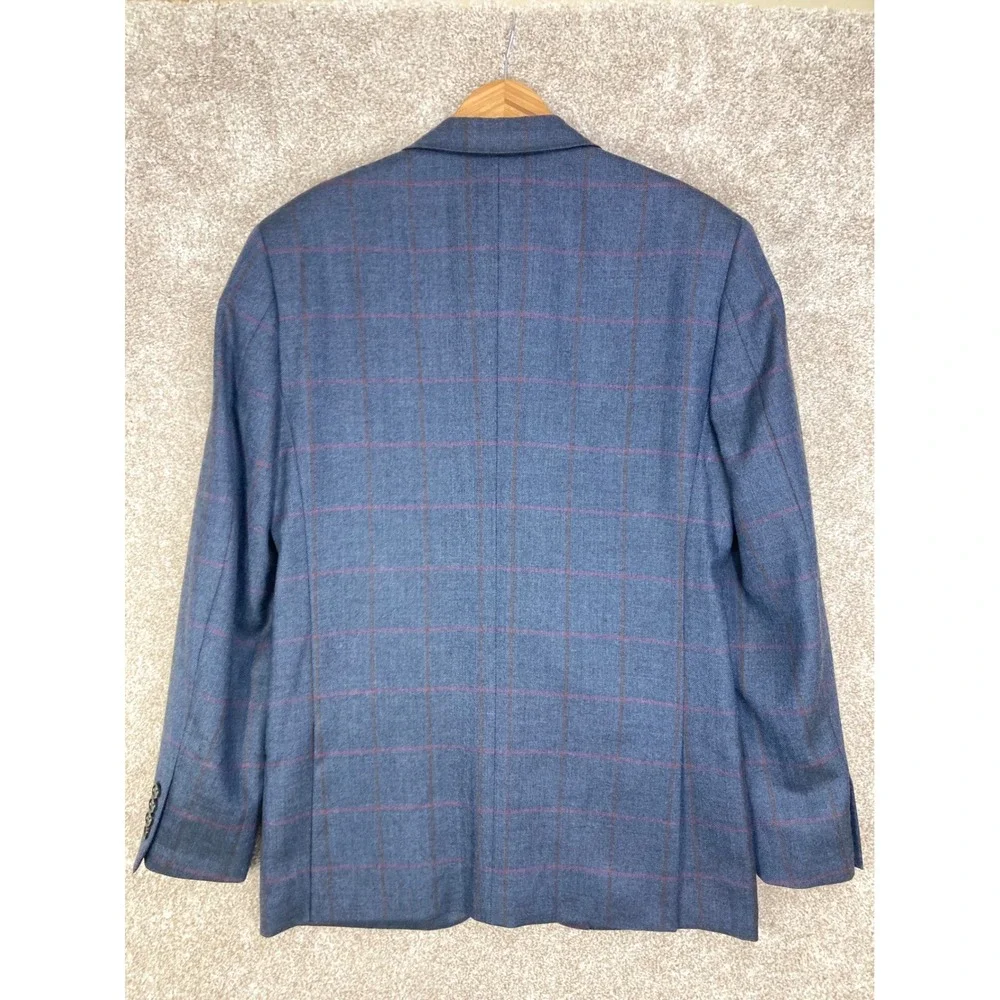 J. Crew Ludlow Wool Slim Fit Blazer Mens 38R Blue Windowpane Herringbone Jacket